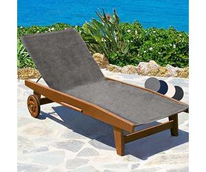 Beautissu Telo Mare XL 70x200cm Marbella - Fodera Lettino Ideale per Sdraio e lettini da Giardino e Spiaggia, Telo Sdraio Antiscivolo, 100% Cotone - Grigio