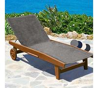 Beautissu Telo Mare XL Fodera Lettino per Sdraio e lettini antiscivolo | 70x200cm grigio 100% cotone per giardino e spiaggia Ideale spugna copertura asciugamano Marbella