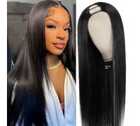 beautkol Parrucca di capelli umani con parte a U per donne nere brasiliana dritta 100% veri capelli umani senza colla 180% densità U parte parrucche senza cucitura senza colla colore naturale 28
