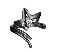 Beautlace Anello regolabile - scintillante Hollow Star Index Joint Knuckle Ring - argento/nero pistola placcato Star Wrap Open Ring - Gioielli regali per le donne KR0079, Regolabile, Cristallo