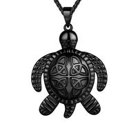 beautlace Collana con ciondolo a forma di tartaruga con nodo celtico argento/oro 18 carati/nero con ciondolo a forma di pistola per animali da regalo, Argento