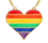 beautlace LGBT Collane placcate oro 18 K arcobaleno cuore triangolo ciondolo gay orgoglio gioielli per uomini e donne, Oro