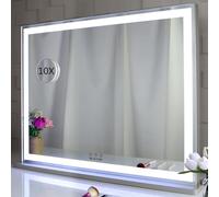 BEAUTME Specchio per il trucco Hollywood con luci retroilluminate a LED, da tavolo/da parete, per camerino e camera da letto, 3 modalità di colore con dimmer (28,3 x 22,5 pollice)
