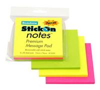 Beautone Stick On Notes 150 fogli 76 mm x 76 mm colori neon confezione da 3 asso