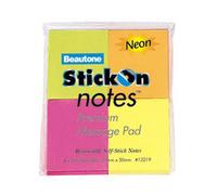 Beautone Stick On Notes 200 fogli 38 mm x 50 mm colori neon confezione da 4 asso