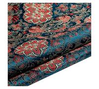 BEAUTRIO Tessuto da Ricamo Cinese, Broccato di Raso Floreale, Larghezza 75 cm, for Quilting Fai da Te(Dark Blue,100cm)