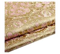 BEAUTRIO Tessuto da Ricamo Cinese, Broccato di Raso Floreale, Larghezza 75 cm, for Quilting Fai da Te(Gold,200cm)
