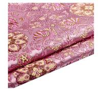 BEAUTRIO Tessuto da Ricamo Cinese, Broccato di Raso Floreale, Larghezza 75 cm, for Quilting Fai da Te(Pink,300cm)