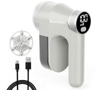 BEAUTURAL Leva Pelucchi Elettronico Portatile Ricaricabile USB-C | Display LED Digitale, 3 Velocità Regolabili, 6 Lame a Stella, Rimuove palline da vestiti, maglioni, divani, mobili e coperte