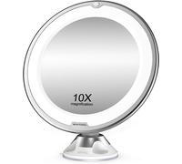 BEAUTURAL Specchio per Trucco Makeup Con Ingrandimento 10X E Luce LED, Specchio