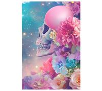 beauty after death Notebook 6x9: Pattern_of_a_pastel_rainbow_pyramid_with_balloons_Galaxy_Sky_Stars_Flowers_Skull_Beauty_Pink