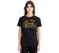 Beauty And The Beast Logo Ladies T Shirt, Black, Nero, XL Donna