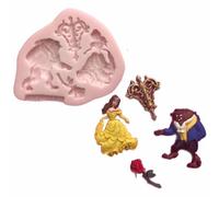 BEAUTY AND THE BEAST (MEASUREMENTS SECOND PICTURE/ NO RETURNS ) Silicone Mold Cupcake Toppers Mold By Oh! Sweet Art