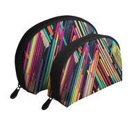 Beauty Antelope Canyon - Set di 2 trousse da viaggio con cerniera, per cosmetici, Astratto a strisce colorato, Taglia unica