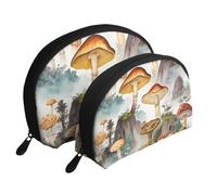 Beauty Antelope Canyon - Set di 2 trousse da viaggio con cerniera, per cosmetici, Pittura giapponese fungo, Taglia unica