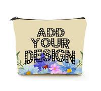 Beauty bag in lino beige Aggiungi il tuo design qui collega lasciando regali, Beige, Taglia unica
