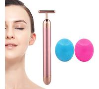 Beauty Bar massaggiatore viso in oro rosa per la cura della pelle utensili elettrici a forma di T, sollevamento del viso e rassodante, antirughe e rassodamento della pelle (rosa)