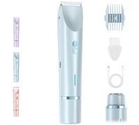 Beauty Bloom Rasoio elettrico, Silky Glow 2 in 1, rasoio per il corpo, a doppia testa, impermeabile, bagnato e asciutto, trimmer bikini per donne, strumento per la cura del corpo (blu)