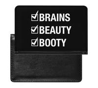 Beauty Brains and Booty - Custodia per passaporto con scomparto per carte di credito, da viaggio, Stile:, Taglia unica