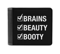 Beauty Brains and Booty - Portafoglio da uomo in pelle con scomparti per carte di credito, Stile:, Taglia unica