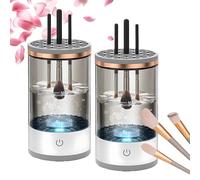 Beauty Brush Cleaner, detergente elettrico 3 in 1 per pennelli da trucco, automatico, portatile, bianco, 2 pezzi