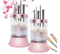 Beauty Brush Cleaner, detergente elettrico 3 in 1 per pennelli da trucco, automatico, portatile, colore rosa, 2 pezzi