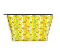 Beauty case 2023 geometrico 3D, borsa per cosmetici trapezoidale, astratta a forma di cubo a righe geometriche, per borsa da viaggio con cerniera, borsa organizer da donna, blu navy, Verde Giallo_25,