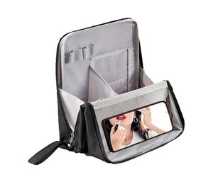 Beauty case - 23 x 22 cm | Organizer per cosmetici | Impermeabile - Borsa da viaggio da donna | Tessuto Oxford - Design a più scomparti, ideale per donne e ragazze adolescenti a casa, Black, verwijzen