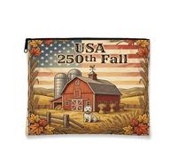 Beauty case 250 Years Westie Dog Fall Farm Barn, trousse da viaggio per donne, regali per ragazze, piccola borsa portatile in tela con cerniera, 17,8 x 22,9 cm