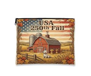 Beauty case 250 Years Westie Dog Fall Farm Barn, trousse da viaggio per donne, regali per ragazze, piccola borsa portatile in tela con cerniera, 17,8 x 22,9 cm