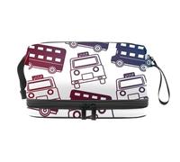 Beauty case a doppio strato a doppio strato con autobus e taxi a due piani, per donne e ragazze, borsa da toeletta da viaggio per trucchi, pratica borsa organizer con scomparto per pennelli, Multi,