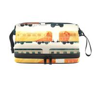 Beauty case a doppio strato a forma di carrozza a treno, per donne e ragazze, borsa da viaggio per trucchi, pratica borsa organizer con scomparto per pennelli, Multi, 27x15x14 cm/10.6x5.9x5.5 in,