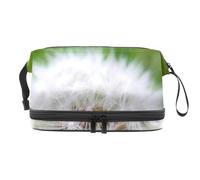 Beauty case a doppio strato bianco con dente di leone per donne e ragazze, borsa da viaggio per trucchi pratica borsa organizer con scomparto per pennelli, Multi, 27x15x14 cm/10.6x5.9x5.5 in, Beauty