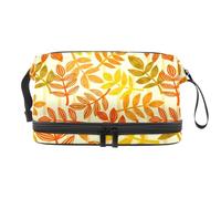 Beauty case a doppio strato con foglie autunnali colorate che cadono, per donne e ragazze, borsa da toeletta da viaggio per trucchi, pratica borsa organizer con scomparto per pennelli, Multi, 27x15x14