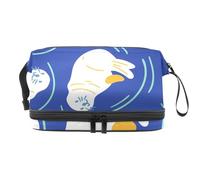 Beauty case a doppio strato con leone marino carino per donne e ragazze, trousse da viaggio per trucchi, pratica borsa organizer con scomparto per pennelli, Multi, 27x15x14 cm/10.6x5.9x5.5 in, Beauty