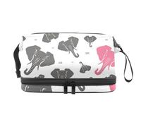 Beauty case a doppio strato con motivo a faccia di elefante, per donne e ragazze, trousse da viaggio per trucchi, pratica borsa organizer con scomparto per pennelli, Multi, 27x15x14 cm/10.6x5.9x5.5