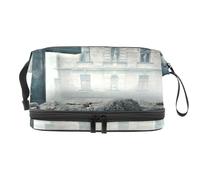 Beauty case a doppio strato con motivo "Raven on Halloween", per donne e ragazze, trousse da viaggio per trucchi, con scomparto per pennelli, Multi, 27x15x14 cm/10.6x5.9x5.5 in, Beauty case