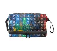 Beauty case a doppio strato con numeri arabi da tavolo, per donne e ragazze, borsa da viaggio per trucchi, pratica borsa organizer con scomparto per pennelli, Multi, 27x15x14 cm/10.6x5.9x5.5 in,
