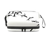 Beauty case a doppio strato con pinguini che saltano verso il basso, per donne e ragazze, trousse da viaggio per trucchi, pratica borsa organizer con scomparto per pennelli, Multi, 27x15x14