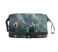 Beauty case a doppio strato con trattore alla guida di un giovane e bello, per donne e ragazze, trousse da viaggio per trucchi, pratica borsa organizer con scomparto per pennelli, Multi, 27x15x14