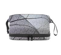 Beauty case a doppio strato con vista ravvicinata di una foglia, per donne e ragazze, trousse da viaggio per trucchi, pratica borsa organizer con scomparto per pennelli, Multi, 27x15x14