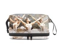 Beauty case a doppio strato per donne e ragazze, trousse da viaggio per trucchi con tre ragazze che ballano, pratica borsa organizer con scomparto per pennelli, Multi, 27x15x14 cm/10.6x5.9x5.5 in,