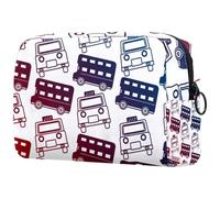 Beauty case a due piani con autobus rosso e taxi, da donna, borsa da viaggio per articoli da toeletta grande, pratica borsa organizer con cerniera, Multi, 18.5x7.5x13cm/7.3x3x5.1in, Beauty case