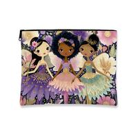 Beauty case a tema fata, organizer per cosmetici con principessa dei fiori, piccola borsa portatile in tela con cerniera per viaggi e festival, scelta perfetta per primavera ed estate, Colorato, 7x9