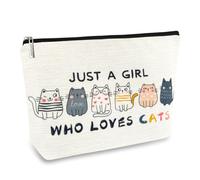 Beauty case a tema gatto per donne e ragazze, graziose trousse da viaggio con tasche con cerniera, la scelta perfetta per il compleanno della mamma e Natale