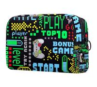 Beauty case a tema giochi da donna, borsa da viaggio per articoli da toeletta grandi, pratica borsa organizer con cerniera, Multi, 18.5x7.5x13cm/7.3x3x5.1in, Beauty case