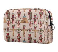 Beauty case africano con cultura antica da donna, borsa da viaggio per articoli da toeletta grandi, pratica borsa organizer con cerniera, Multi, 18.5x7.5x13cm/7.3x3x5.1in, Beauty case
