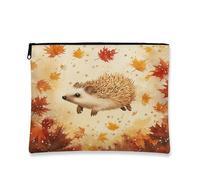 Beauty case autunnale a forma di riccio, borsa da viaggio per donne e ragazze, borsa da viaggio portatile in tela con cerniera, borsa da toeletta per animali domestici, 17,8 x 22,9 cm