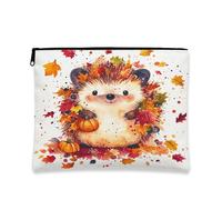 Beauty case autunnale a forma di riccio, borsa da viaggio per donne e ragazze, organizer portatile con cerniera in tela per animali domestici, 17,8 x 22,9 cm