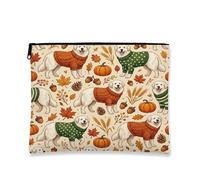Beauty case autunnale con cane dei Grandi Pirenei, borsa da viaggio in acero per donne e ragazze, organizer portatile con cerniera in tela piccola e autunnale, 17,8 x 22,9 cm